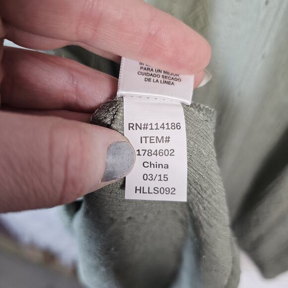 Frye Womens XL Textured Long Sleeve Peasant Blouse Sea Green Hippie Bohemian - Picture 9 of 9